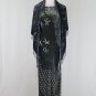 Vintage Lucy's Silk Long Beaded Velvet Bias Cut Gown and Matching Beaded Wrap M