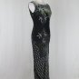 Vintage Lucy's Silk Long Beaded Velvet Bias Cut Gown and Matching Beaded Wrap M