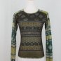 Vintage ANAC Techno Layered Mesh Long Sleeve Top Exotic Asian Floral Print NEW S
