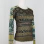 Vintage ANAC Techno Layered Mesh Long Sleeve Top Exotic Asian Floral Print NEW S