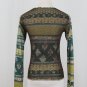 Vintage ANAC Techno Layered Mesh Long Sleeve Top Exotic Asian Floral Print NEW S