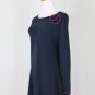 Vintage Holly Harp Amy Michelson Blue Silk Jersey Long Sleeve Tunic Dress S