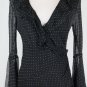 Vtg EXPRESS 1930's Gothic Spotted Black Silk Bias Cut Bell Sleeve Dress 8