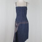 Vintage Christian Lacroix Embellished Denim Asymmetrical Hem Dress 6 42 S NEW