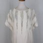 PARKER Short Sleeve Ivory Silk Blouse or Shell with Lace Cutout Trim M