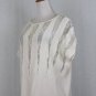 PARKER Short Sleeve Ivory Silk Blouse or Shell with Lace Cutout Trim M