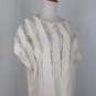 PARKER Short Sleeve Ivory Silk Blouse or Shell with Lace Cutout Trim M