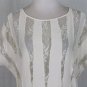 PARKER Short Sleeve Ivory Silk Blouse or Shell with Lace Cutout Trim M