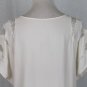 PARKER Short Sleeve Ivory Silk Blouse or Shell with Lace Cutout Trim M