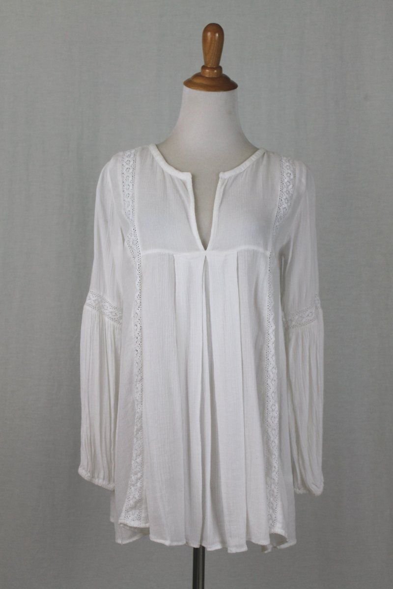 Ralph Lauren Denim & Supply White Cotton Gauze Bohemian Long Sleeve ...