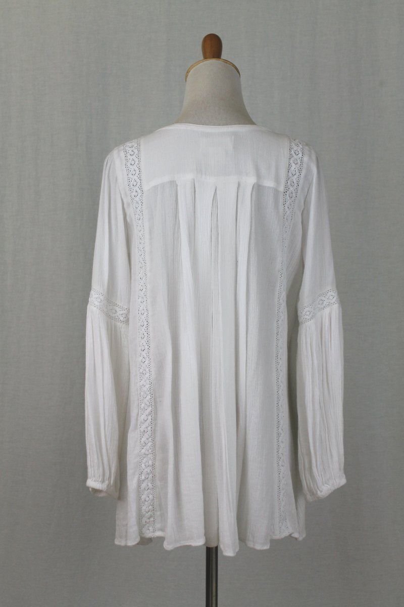 Ralph Lauren Denim & Supply White Cotton Gauze Bohemian Long Sleeve ...