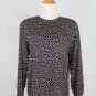 Vintage Anne Klein II Black Silk Chiffon Blouse with Silver and Gold Print 4 S