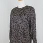 Vintage Anne Klein II Black Silk Chiffon Blouse with Silver and Gold Print 4 S