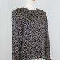 Vintage Anne Klein II Black Silk Chiffon Blouse with Silver and Gold Print 4 S