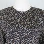 Vintage Anne Klein II Black Silk Chiffon Blouse with Silver and Gold Print 4 S