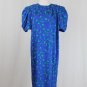 Vintage Flora Kung Blue Silk Jacquard Dress Princess Diana Style 1980's 6 Small