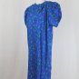 Vintage Flora Kung Blue Silk Jacquard Dress Princess Diana Style 1980's 6 Small
