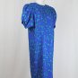 Vintage Flora Kung Blue Silk Jacquard Dress Princess Diana Style 1980's 6 Small