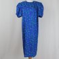 Vintage Flora Kung Blue Silk Jacquard Dress Princess Diana Style 1980's 6 Small