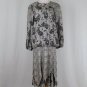 Vintage Damianou 1920's style Long Sleeve Mid Calf Dress Houndstooth Paisley S