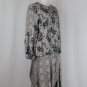 Vintage Damianou 1920's style Long Sleeve Mid Calf Dress Houndstooth Paisley S