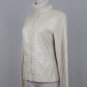 VAKKO leather Pullover Wool and Leather Turtleneck Sweater Ivory Cream Lace Up M