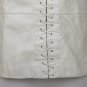 VAKKO leather Pullover Wool and Leather Turtleneck Sweater Ivory Cream Lace Up M
