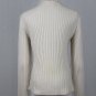 VAKKO leather Pullover Wool and Leather Turtleneck Sweater Ivory Cream Lace Up M