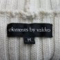 VAKKO leather Pullover Wool and Leather Turtleneck Sweater Ivory Cream Lace Up M