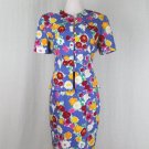 Vintage Adrianna Papell  40's Inspired 80's Floral Print Cotton Dress Suit 8 NWT