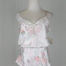 Vintage NATORI Camisole Set Tap Pants White w/ Pastel Pink Roses New With Tags S
