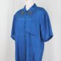 Vintage Carole Little Embellished Turquoise Blue Crinkle Silk blouse 8 M