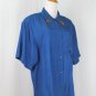 Vintage Carole Little Embellished Turquoise Blue Crinkle Silk blouse 8 M