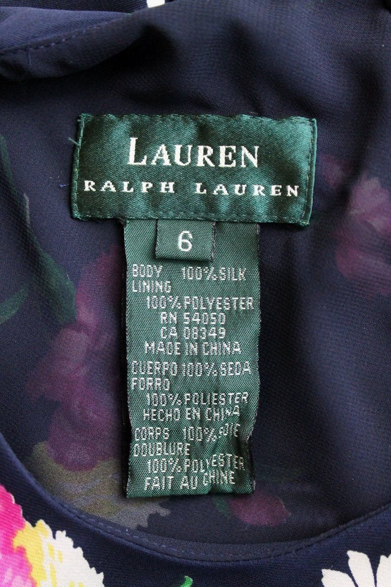 Vintage Ralph Lauren Green Label Sleeveless Floral Flowing Silk Chiffon ...