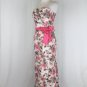Badgley Mischka Pink and Gray Poppy Print Strapless Mermaid Hem Gown 10