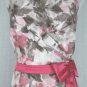 Badgley Mischka Pink and Gray Poppy Print Strapless Mermaid Hem Gown 10