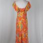 Vintage Jones New York Orange Floral & Polka Dot Bias Cut Silk Mid Calf Dress 6