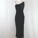 Vintage Express Long Beaded Black Ruffled Silk Chiffon Asymmetrical Hem Gown 2