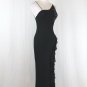 Vintage Express Long Beaded Black Ruffled Silk Chiffon Asymmetrical Hem Gown 2