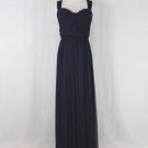 AMSALE Crinkled Silk Gown Navy Blue Twist Front Sweetheart Neck 8 NWT