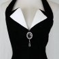 ROBERTA Vintage Black and White Gothic Velvet Tuxedo Gown 1990's Prom Dress 4