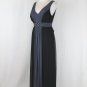 Oleg Cassini Black & Gray Embellished Pleated Silk Full Length Formal Gown 6
