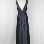 Oleg Cassini Black & Gray Embellished Pleated Silk Full Length Formal Gown 6