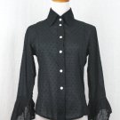 Vintage Fine Garments by BELL Black Swiss Dot Cotton Bell Sleeve Blouse New 4 S