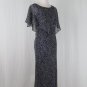 Adrianna Papell Navy Blue Polka Dot Silk 30's Style Tea Length Dress Petite 2
