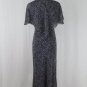 Adrianna Papell Navy Blue Polka Dot Silk 30's Style Tea Length Dress Petite 2