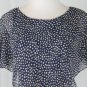 Adrianna Papell Navy Blue Polka Dot Silk 30's Style Tea Length Dress Petite 2