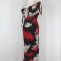 Dina Bar- El 1920's Inspired Feather Print Silk Chiffon Asymmetrical Hem Gown S