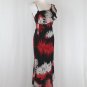 Dina Bar- El 1920's Inspired Feather Print Silk Chiffon Asymmetrical Hem Gown S