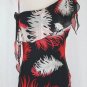 Dina Bar- El 1920's Inspired Feather Print Silk Chiffon Asymmetrical Hem Gown S